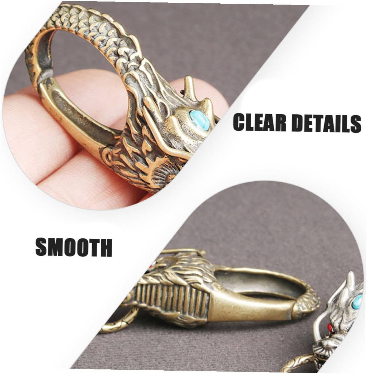 BCOATH Retro Brass Dragon Head Key Buckle Waist Key Clasp for Men Vintage Style Personalised Accessory image number 4