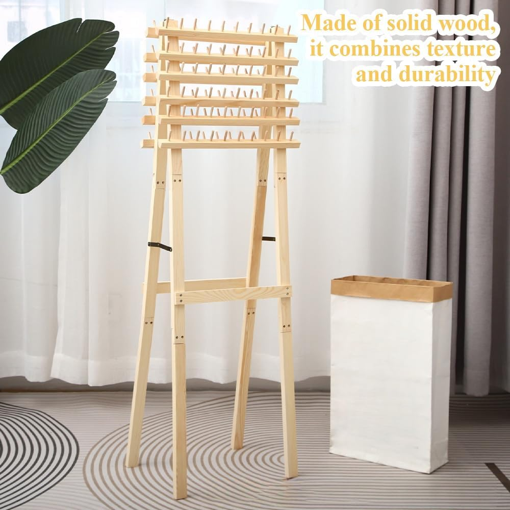 Braided Hair Rack,Wooden Braid Hair Stand,Made of Pine Wood and Plywood,Hair Separator,Salon Hair Extensions Display Rack for Braiders,Easy to Assembly image number 2