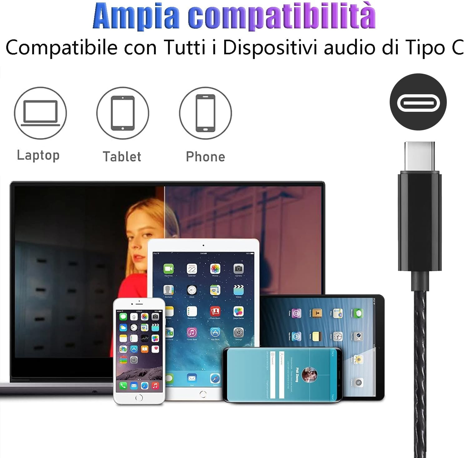 GAMURRY In-Ear Headphones with Cable and Microphone, USB Type-C Wired Headphones with Volume Control, Noise and Stereo Sound Isolation, Compatible with Smartphones, Black & Gold image number 3