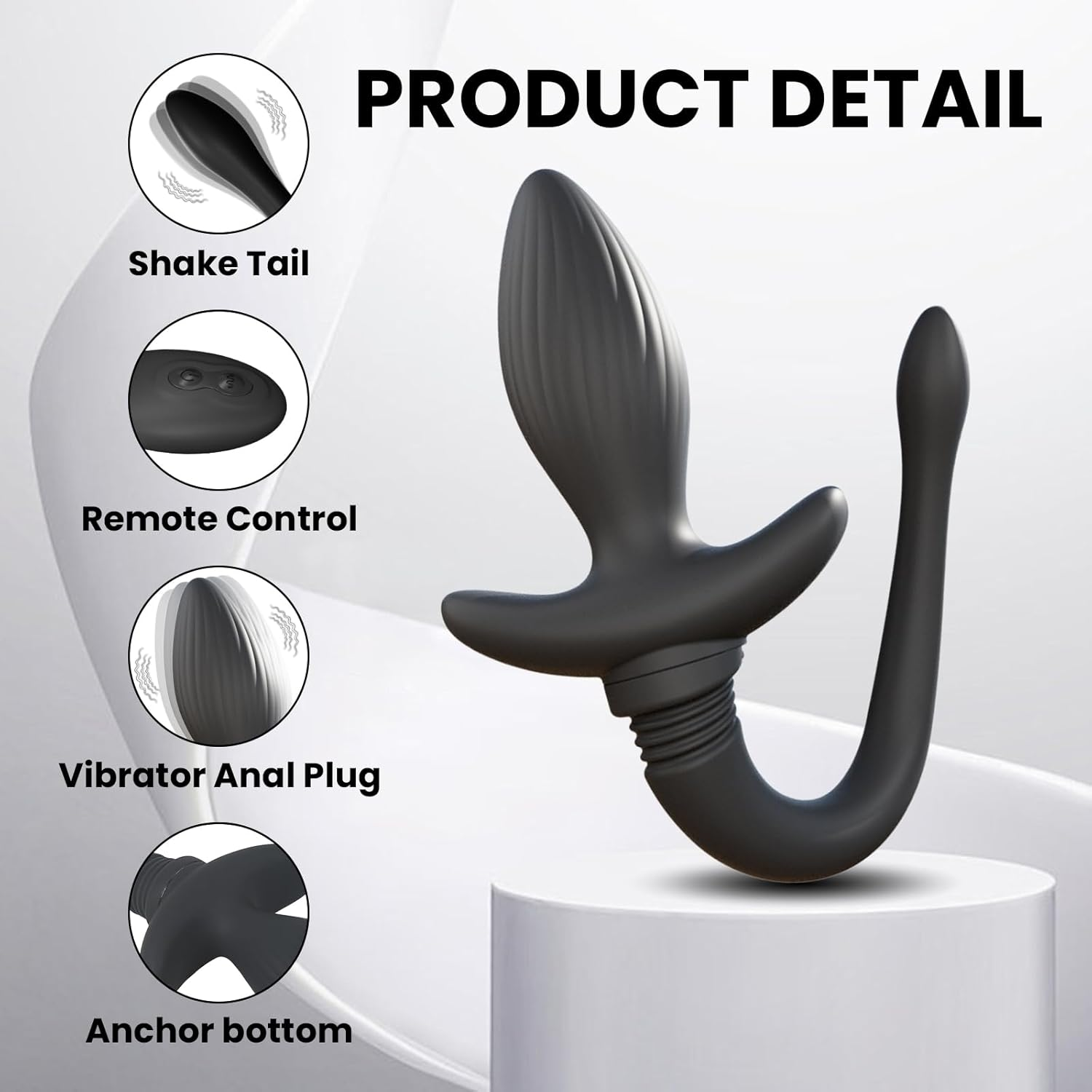 Ohlinna Remote Control Plug 7 Speed Wagging and Vibrating Dog Tail Vibrator Shake Vibration Butt Plug for Women Men