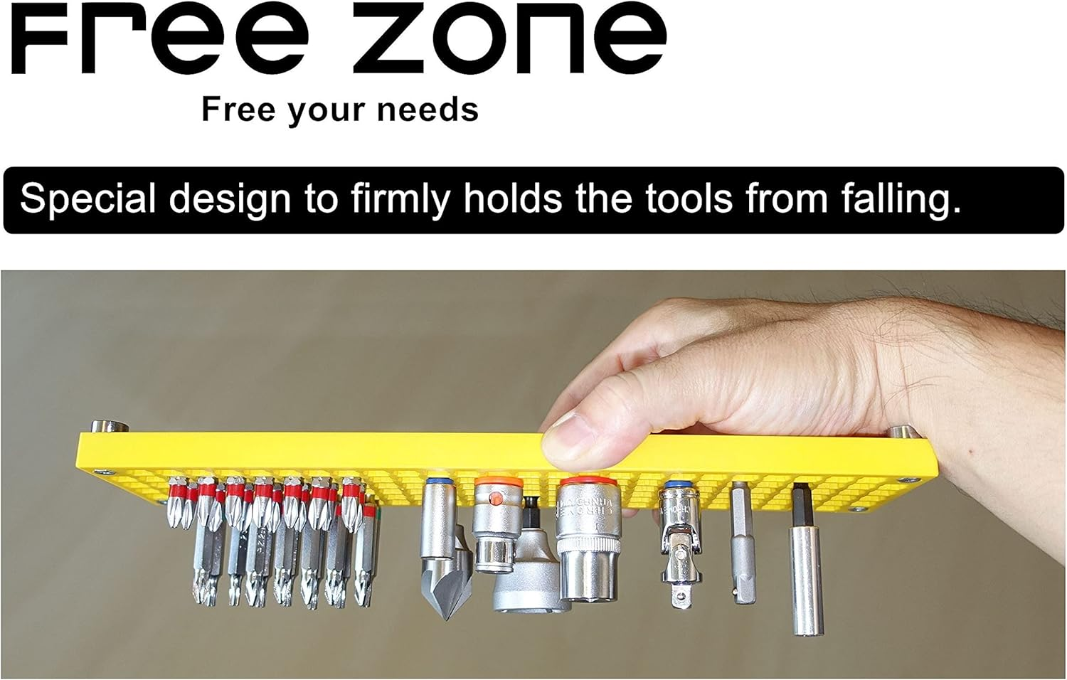 FREE ZONE - 60-Piece 3/8-Inch Drive Socket Holder. Expansion Pack for FREE ZONE Socket Organizer. for All 3/8-Inch Dr. Socket and Tools. Metric and SAE, Standard/Deep Size Sockets