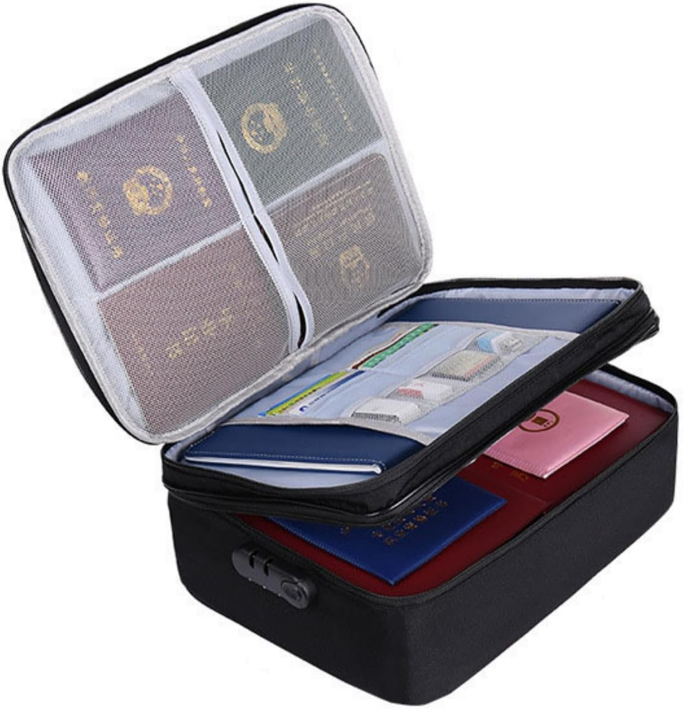 Uoffis 3-Layer Fireproof Document Organizer Bag with Lock, Water-Resistant File Storage for Important Documents, Passports image number 2
