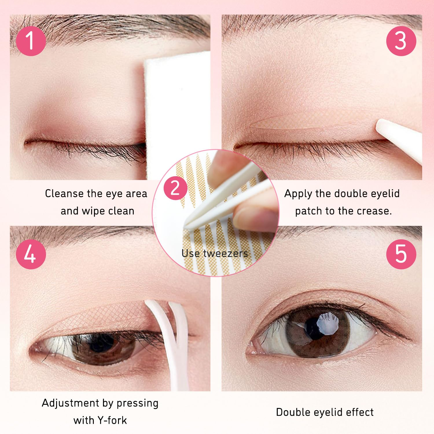 TORMEN 80 Pairs Double Eyelid Lift Strips Invisible Tape Stickers Waterproof Natural Lace Mesh with Forked Rods for Covered Droopy Thick Eyelids Suitable for Most Eye Shapes (Transparent Oval) image number 5