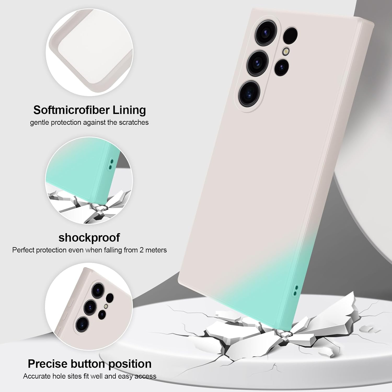 Giiyoon Silicone Case Compatible with Samsung Galaxy S23 Ultra 5G, Full Body Silky Soft Touch Phone Case with Camera Protection, Shockproof Cover with Microfiber Lining, off White