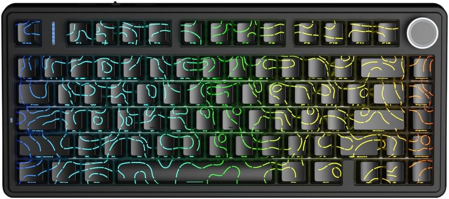 AULA F75 Wireless Mechanical Keyboard &ndash; Tri-Mode 75% Layout &ndash; Hot Swappable &ndash; RGB &ndash; Gasket Mount &ndash; PBT Keycaps &ndash; 4000Mah Battery (Cedar Green (Ice Vein Switch))