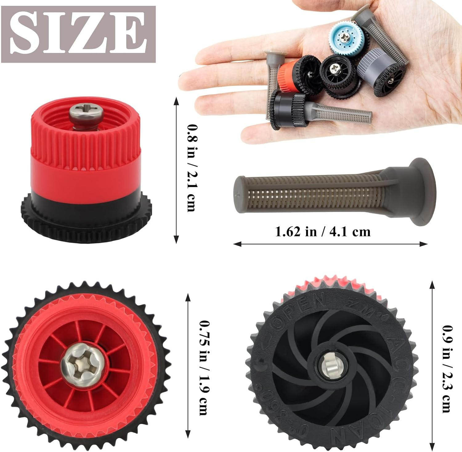 16Pcs Variable Arc Nozzle Replacement Pop up Sprinkler Heads for Hunter, Rainbird, Adjustable Irrigation Nozzle High Efficiency Orbit Pop-Up Sprinkler Heads for Garden Lawn (6AN, 10AN, 15AN, 17AN) image number 4