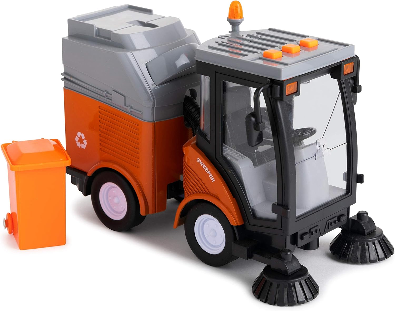 Toy to Enjoy Street Sweeper Truck with Light & Sound Effects - Friction Powered Wheels, Removable Garbage Can & Rotating Brushes - Heavy Duty Plastic Cleaning Vehicle Toy for Kids & Children image number 1