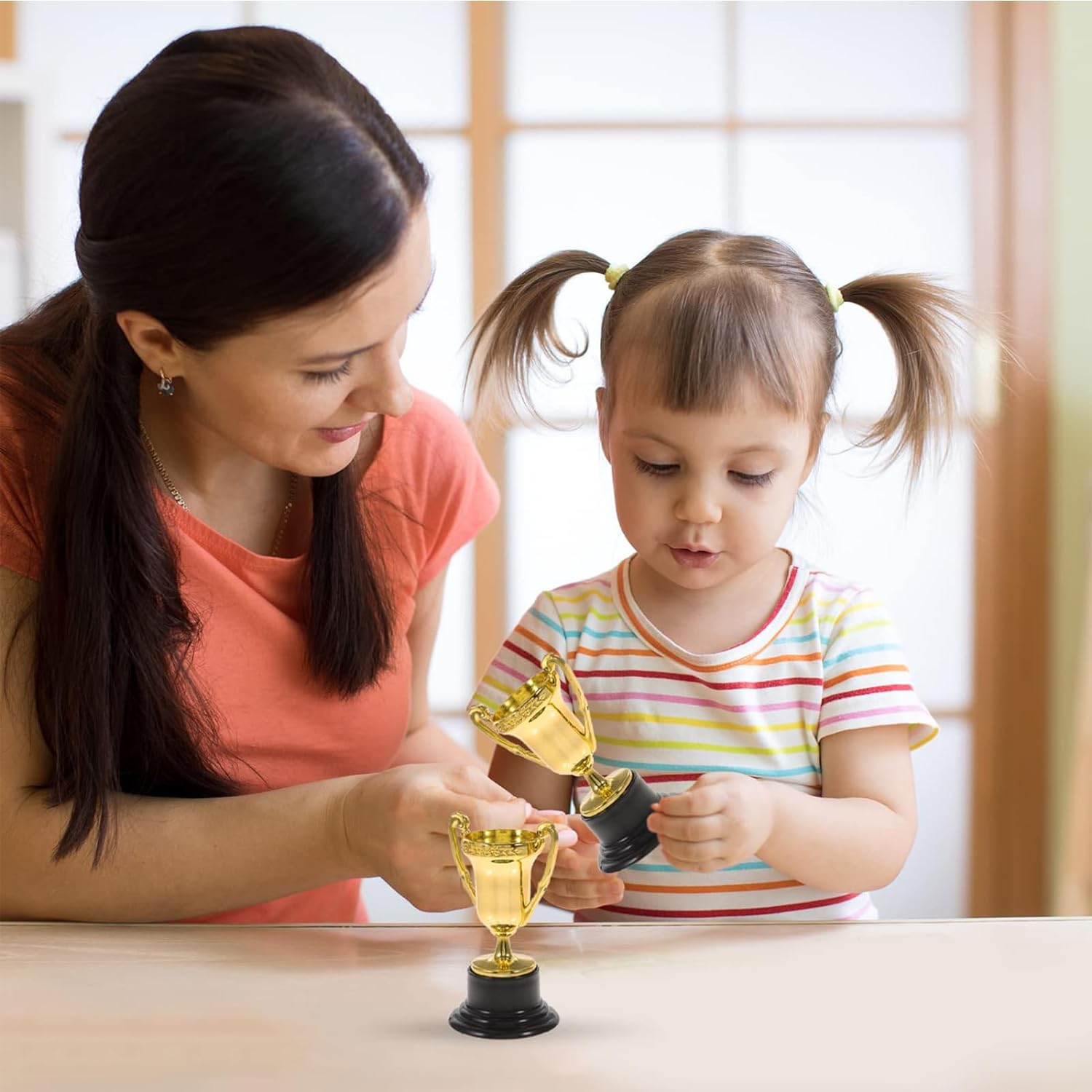 3Pcs Mini Trophy Cups, Plastic Gold Silver Bronze Award Trophies Set for Kids for Party Favors, Props, Rewards, Winning Prizes, Competitions, Family Games Prizes image number 5