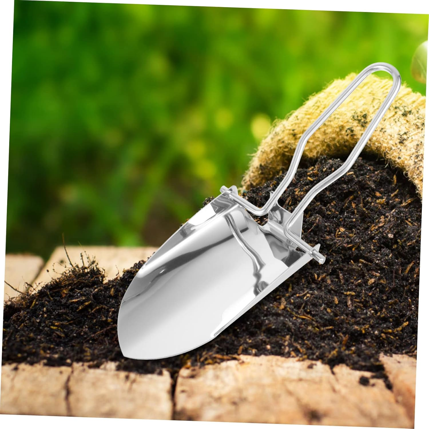 2Pcs Folding Camping Shovel Portable Outdoor Gardening Tool Durable Garden Trowel Lightweight Digging Spade for Camping Hiking and Gardening Activities image number 4