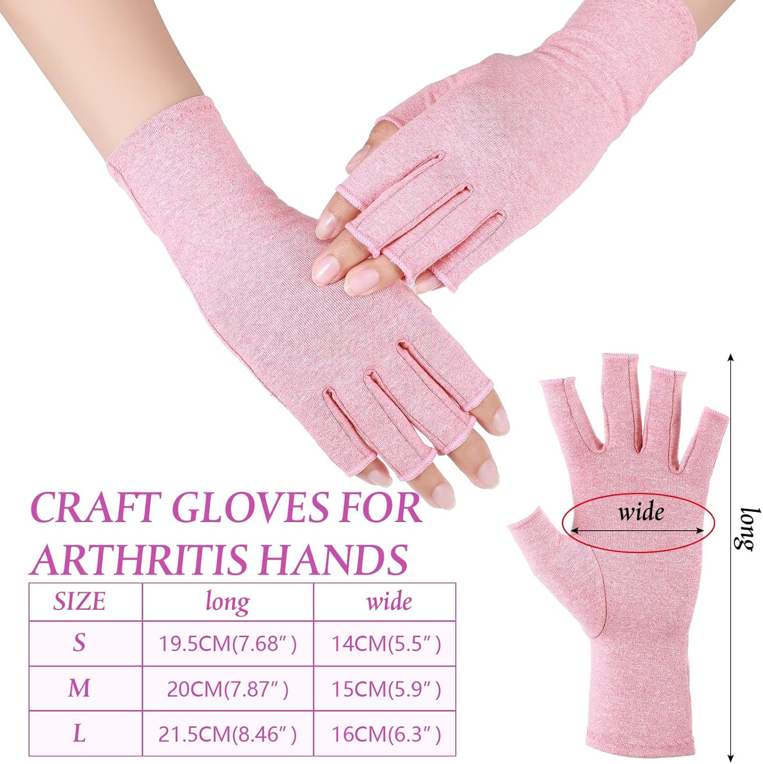 Crowye 8 Pairs Arthritis Compression Gloves Relieve Muscle Pain Fingerless Gloves Bulk Typing Gloves for Women Men