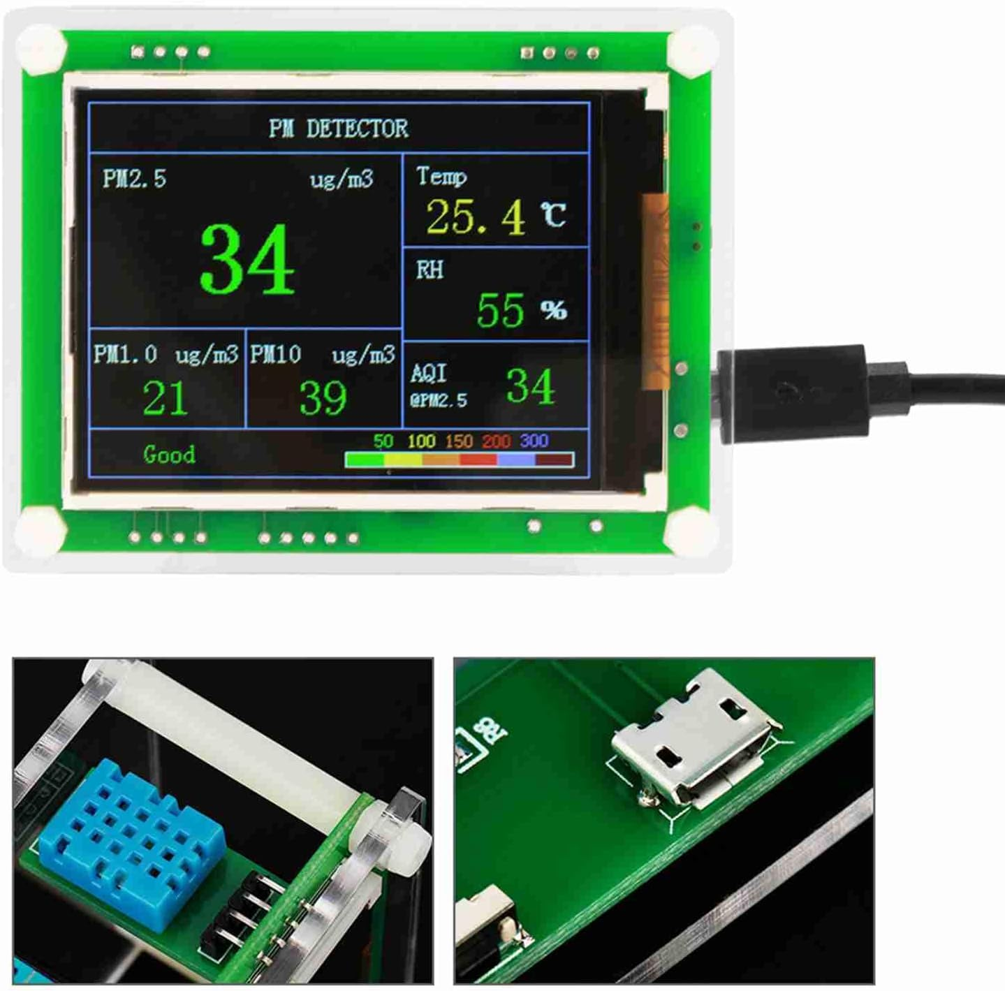 Jectse 2.8'' Air Quality Detector，Multifunctional Digital Car PM2.5 Air Quality Detector Monitor Home Monitor for Home，Office，Car and Outdoors image number 3