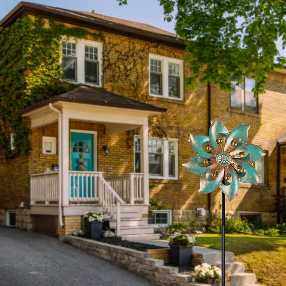 DREAMYSOUL Outdoor Wind Spinner 37 Inch, Metal Garden Wind Sculpture Bronze Wind Spinners for Patio Yard Lawn Decor image number 5