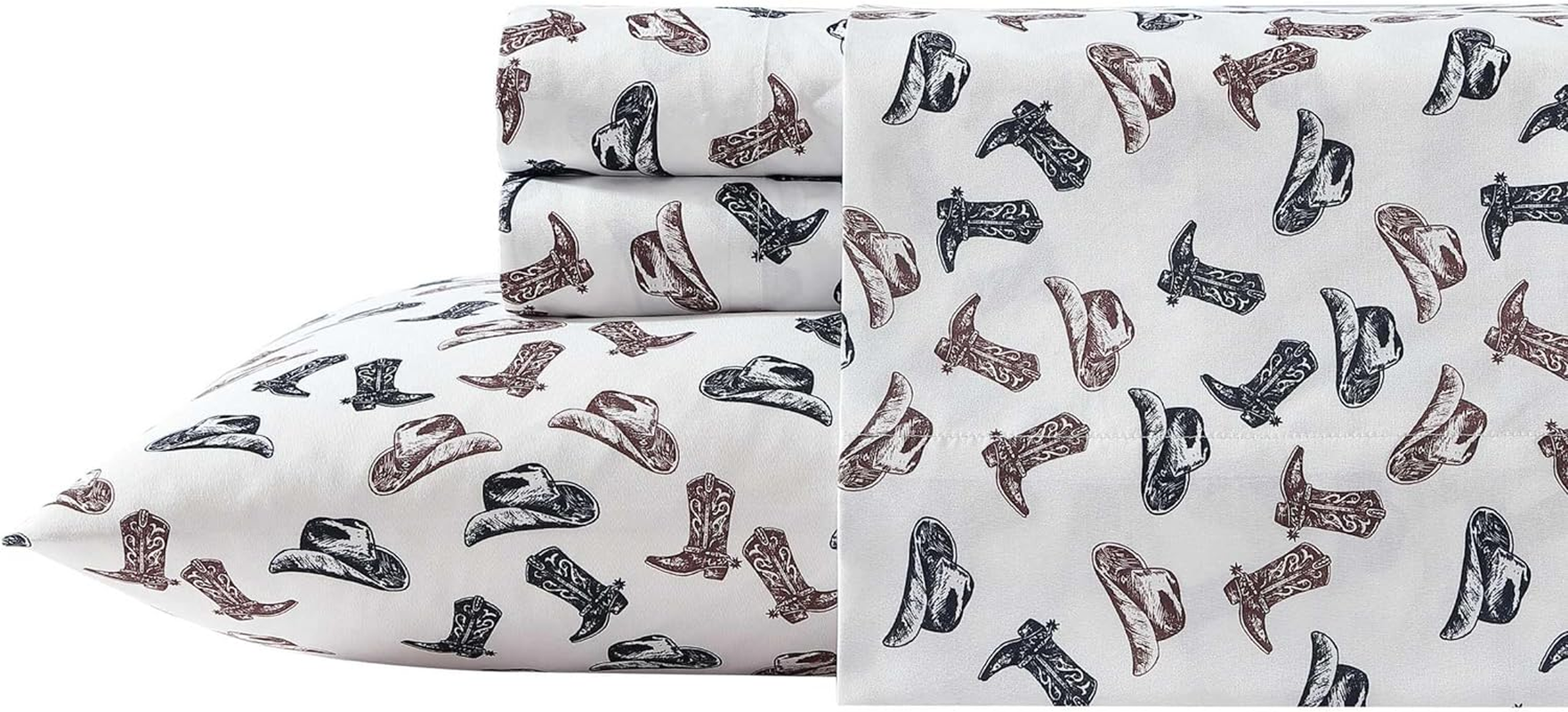 Wrangler - Sheet Set, Breathable & Wrinkle Resistant Bedding, Includes Matching Sham & Pillowcases, Western Home Decor (Boots N Hats Black, King)