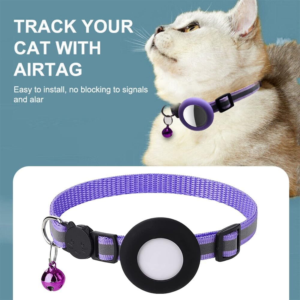 Adjustable Cat Collar Reflective Small Pet Cat Collar Strap for Apple Air Tag AU