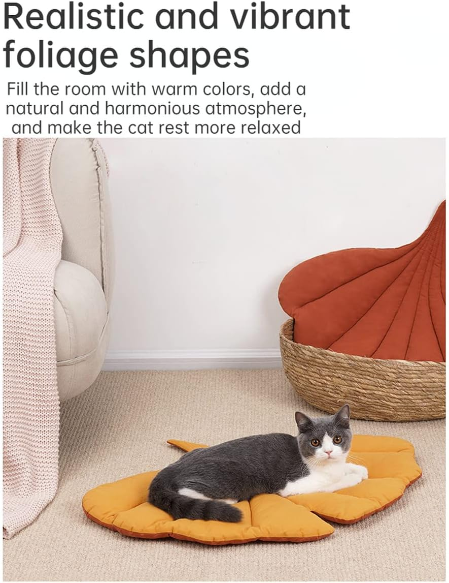SSDHUA Leaf Shape Cat Nest and Dog Bed - Double-Sided, Warm and Comfortable Floor Mat Cover Pad - Cartoon Cat Bed Indoor Accessories image number 6
