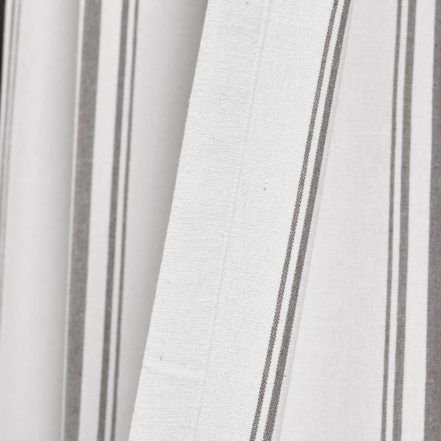 Lush Decor Farmhouse Stripe Yarn Dyed Eco-Friendly Recycled Cotton Window Curtain Panel Pair, 42" W X 63" L, Gray - Classic Modern Rustic Charm - Eco Friendly Cotton Fabric image number 7