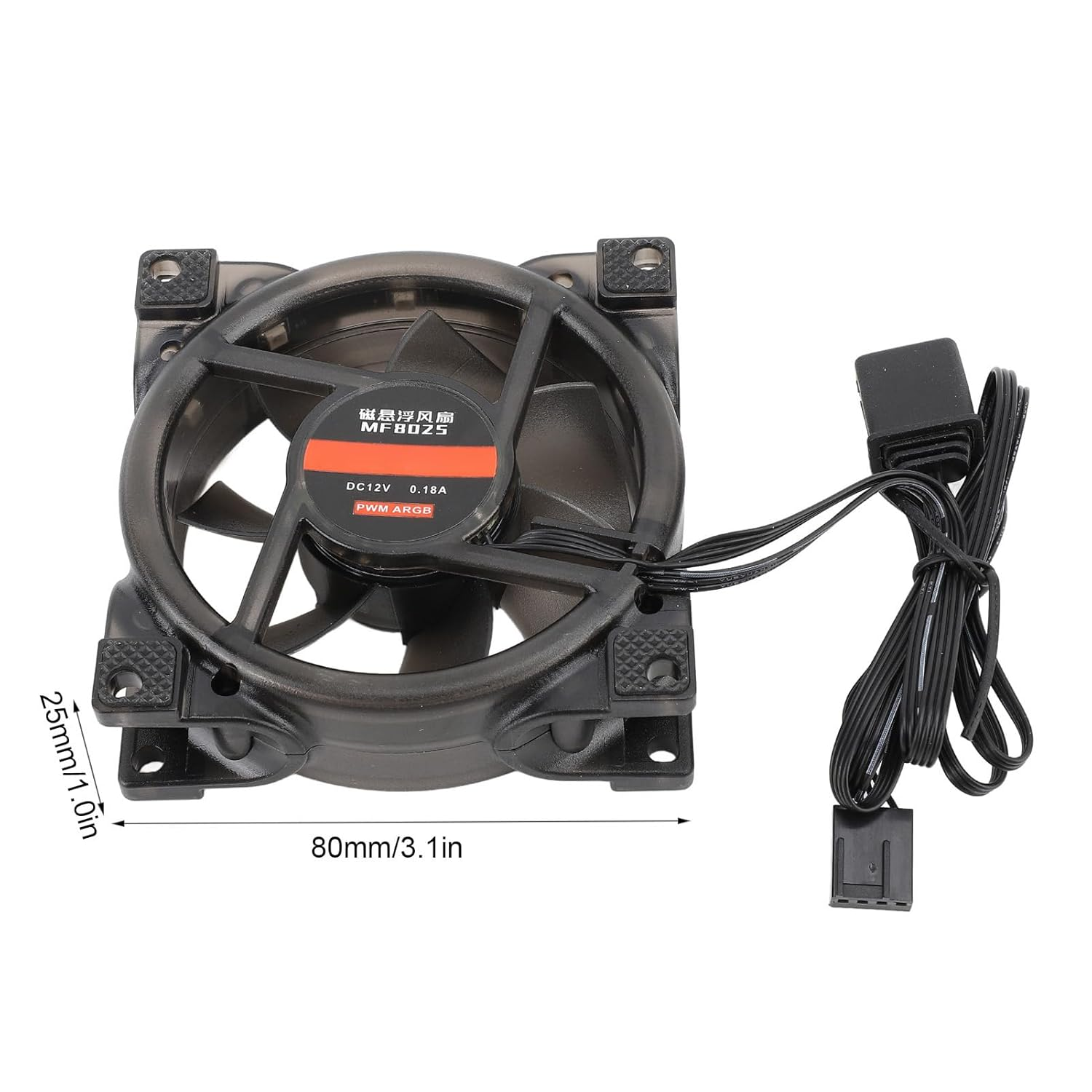 80Mm ARGB Silent Case Fan with RGB Lighting 800-2500RPM High Speed High Airflow PC Fan for CPU Cooler Radiator Computer Case Cooling image number 4