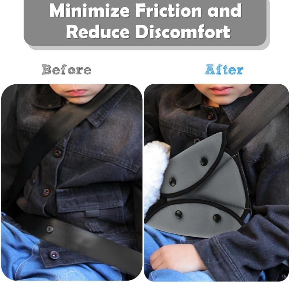 Seat Belt Adjuster,2 Packs Car Seatbelt Safety Cover Triangle Positioner for Short People,Soft Auto Shoulder Neck Strap Adjuster,Protective Safety Strap Adjuster Pad (Blue, One Size) image number 2