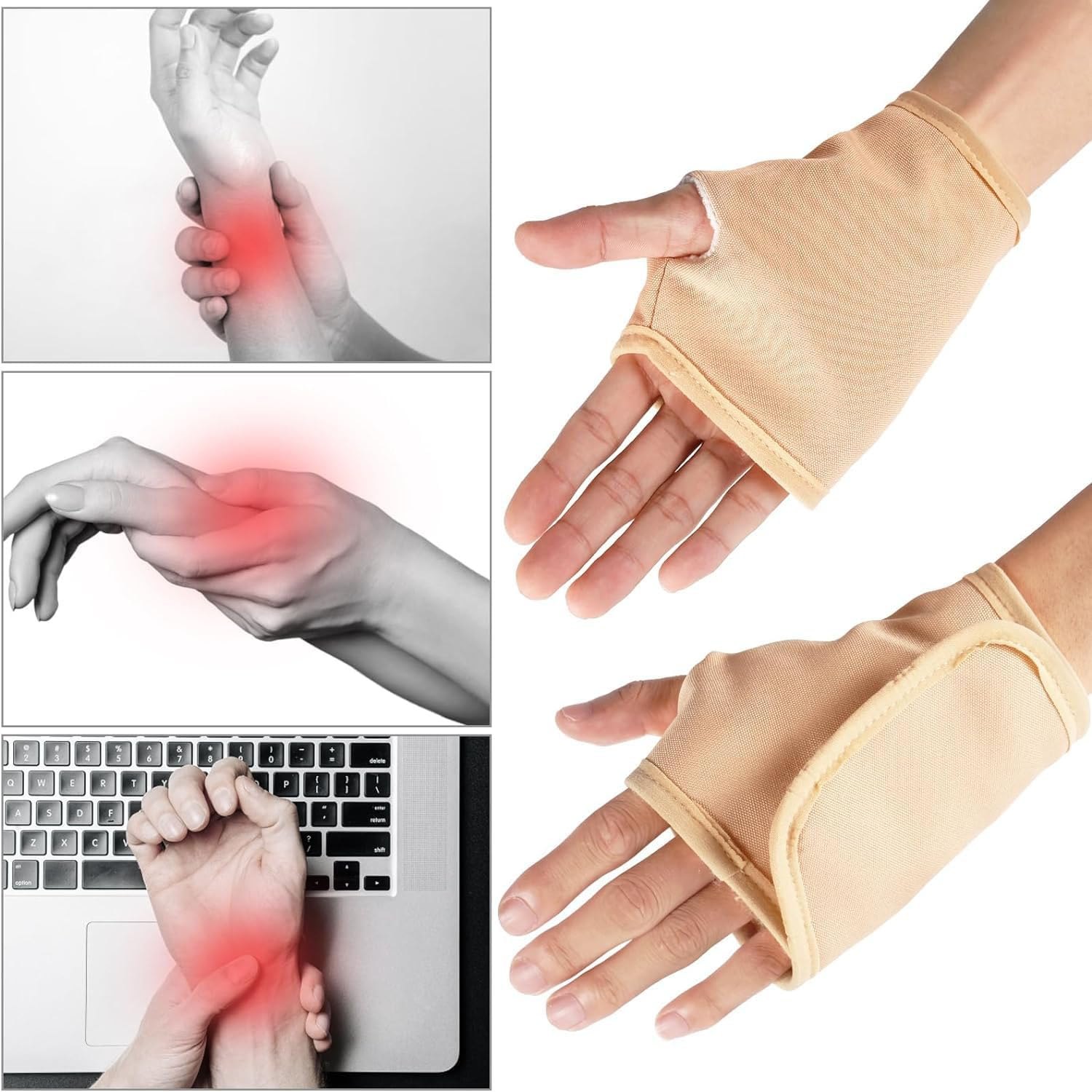 2 PCS Castor Oil Packs for Hands and 1 PCS Castor Oil Packs for Neck, Reusable Hand Castor Oil Wrap Adjustable Castor Oil Pads Prevent Leakage, Universal for Both Women and Men (Khaki) image number 1