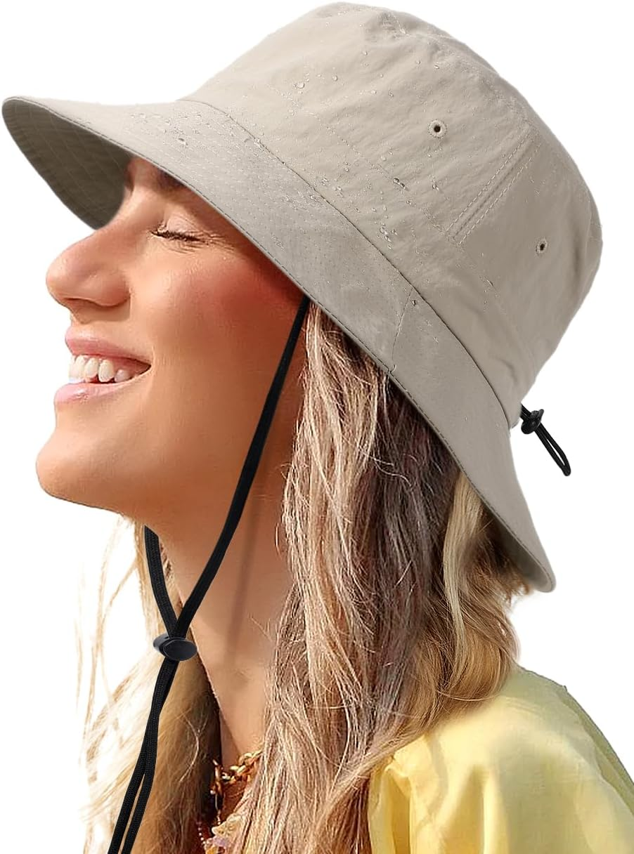 Waterproof Bucket Hat for Women Men Rain Hat UPF 50+ Wide Brim Boonie Sun Hat Foldable Summer Floppy Beach Fishing Safari Hat