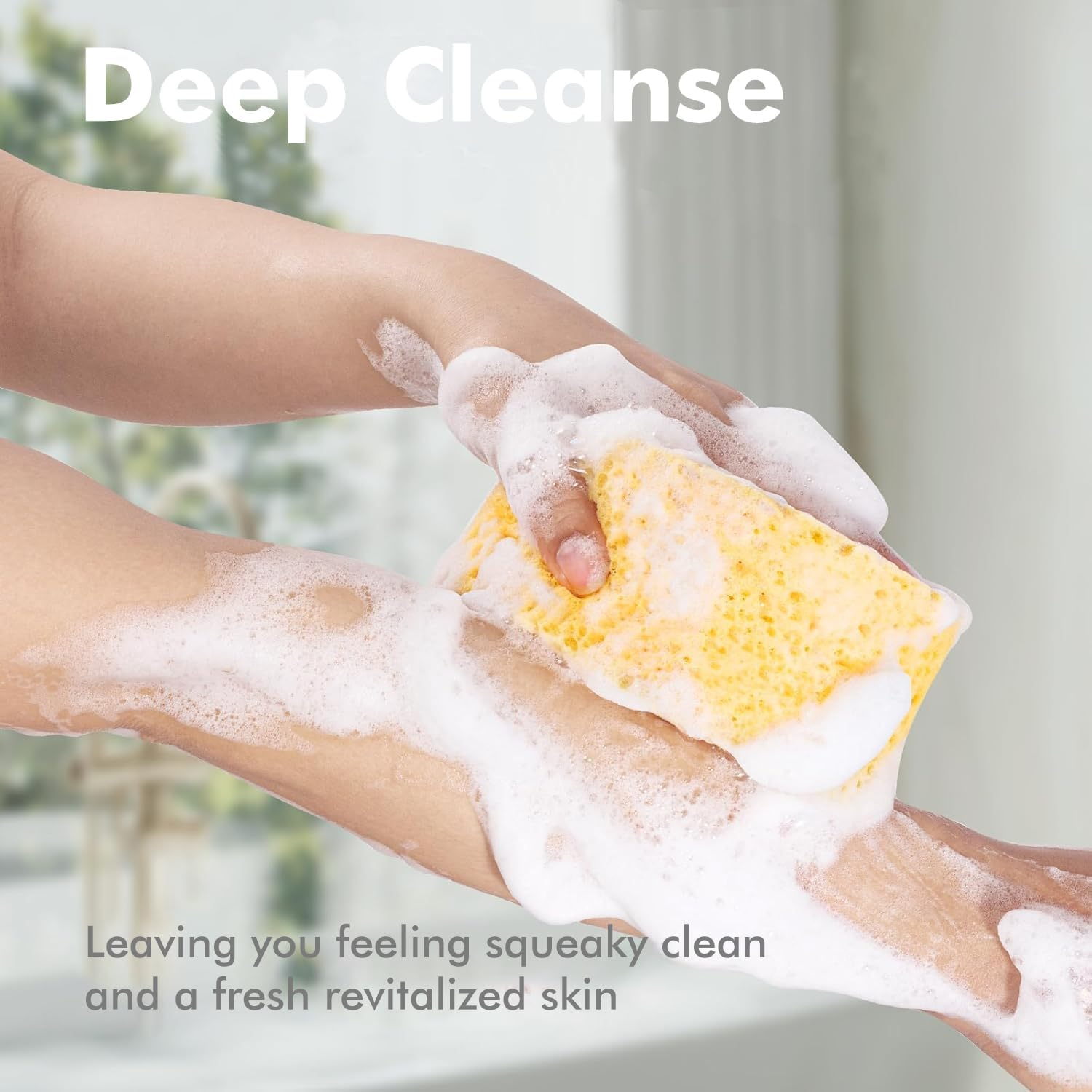 Sponges Shower, Exfoliating Bath Sponges for Adults, 2Pcs Body Scrub Sponge Dense Foam for Gentle & Deep Cleansing, Ultra-Soft for Sensitive Dry Skin image number 4