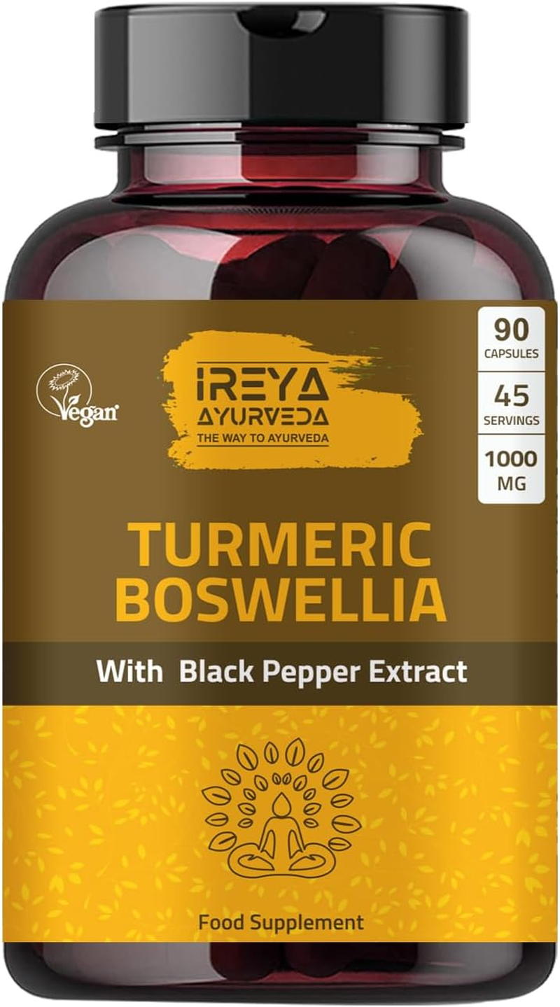 Boswellia Extract Capsules with Turmeric Turmeric Curcumin Bioperine Organic Boswellia Capsules with Turmeric Curcumin Bioperine 90 Count 1000 Mg Pack of 1 image number 1