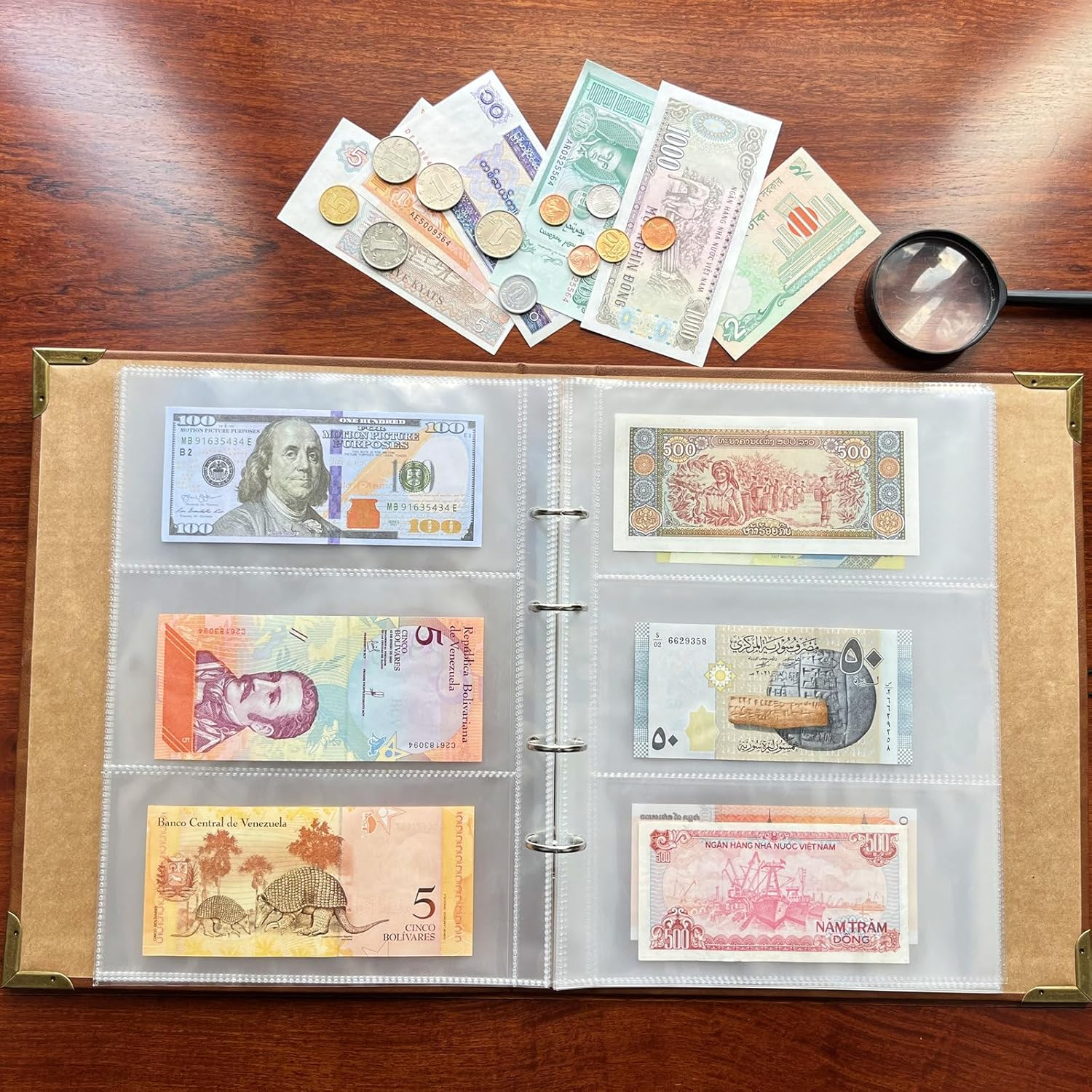Ettonsun 120 Pockets Currency Paper Money Collection Book Album Dollar Bill Holder Sleeves for Collectors Currency Banknote Stamp Collecting Supplies image number 5