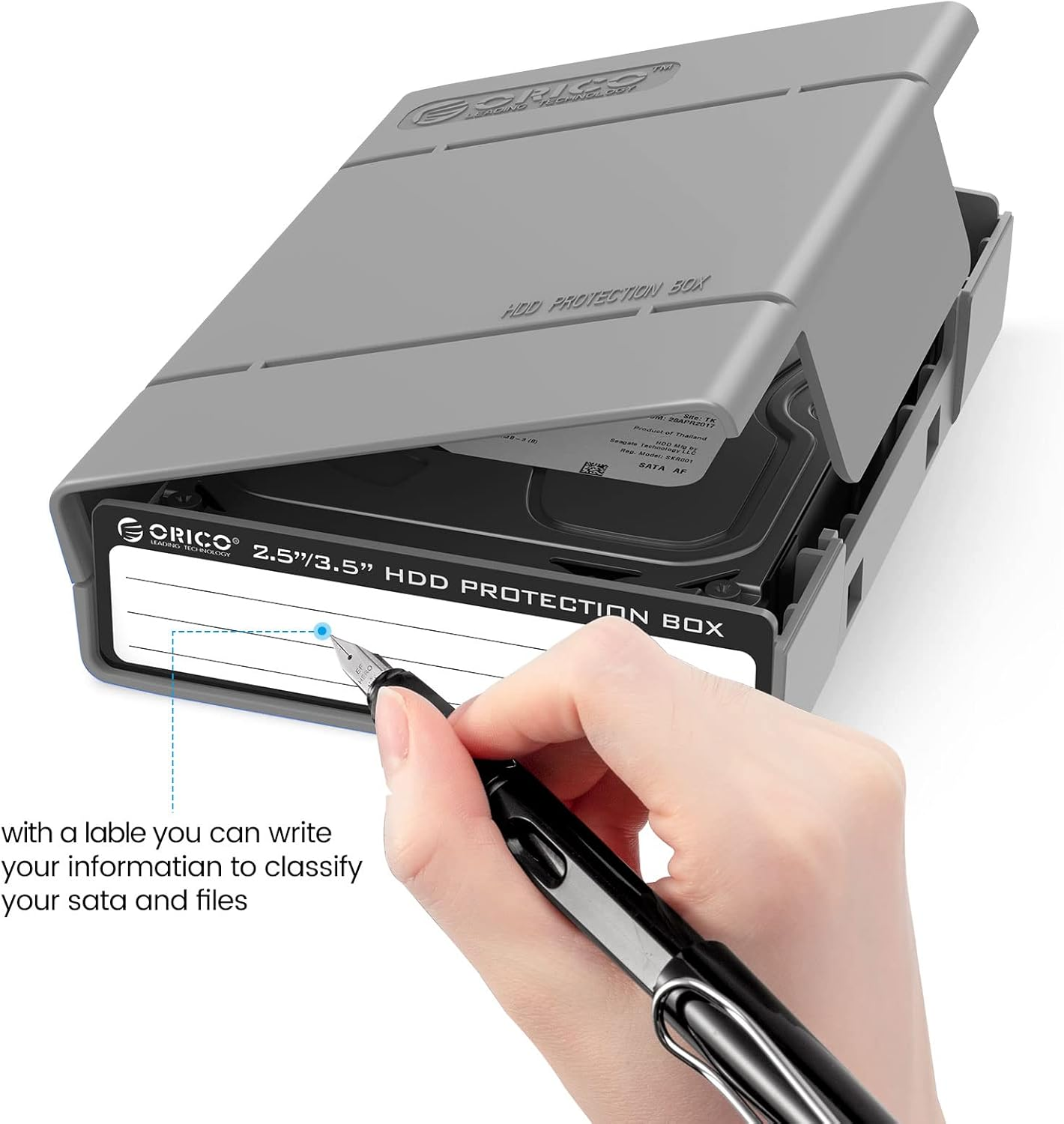 ORICO 5-Pack Hard Drive Carrying Case Protective Box for 3.5/2.5 Inch SSD HDD Portable with Anti-Static,Shockproof and Dust Proof Travel Storage Bag-Php25-5C image number 6