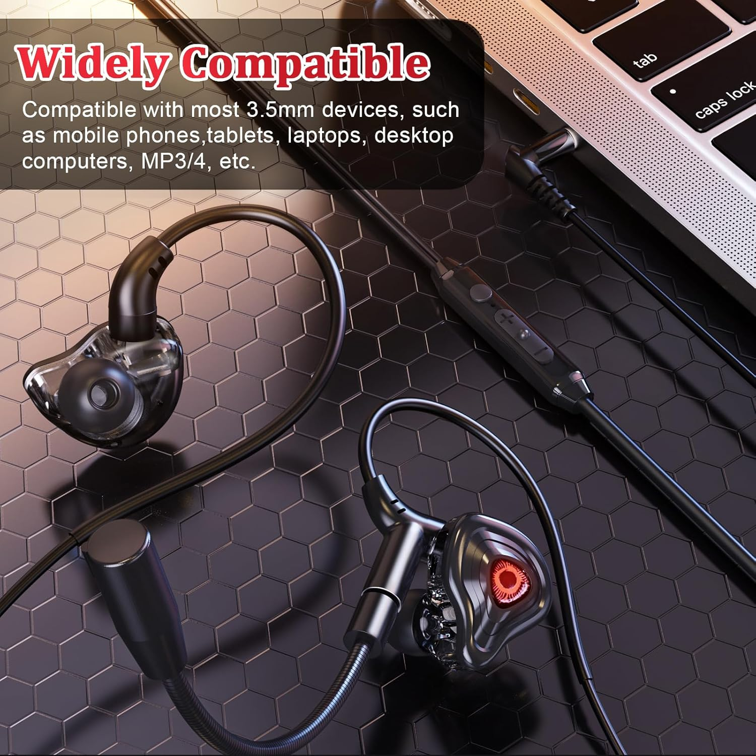 Gaming Earphones, 3.5Mm Wired Earbuds, Stereo Gaming Earbuds, PC Headset In-Ear Hearphones with Detachable Microphone & Volume Control for PC, Laptop, Phone