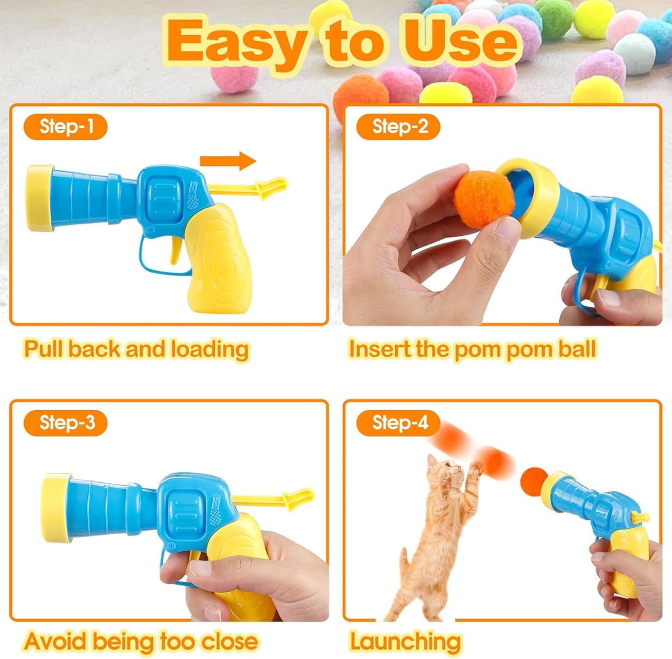 31Pcs Cat Ball Toy Launcher Gun, Cat Balls Fetch Toy, 30Pcs Plush Fuzzy Balls Launcher Cat Toy for Cats with 1 Gun, Funny Interactive Cat Toys for Bored Indoor Adult Cats, Cute Kitten Kitty Toys image number 2