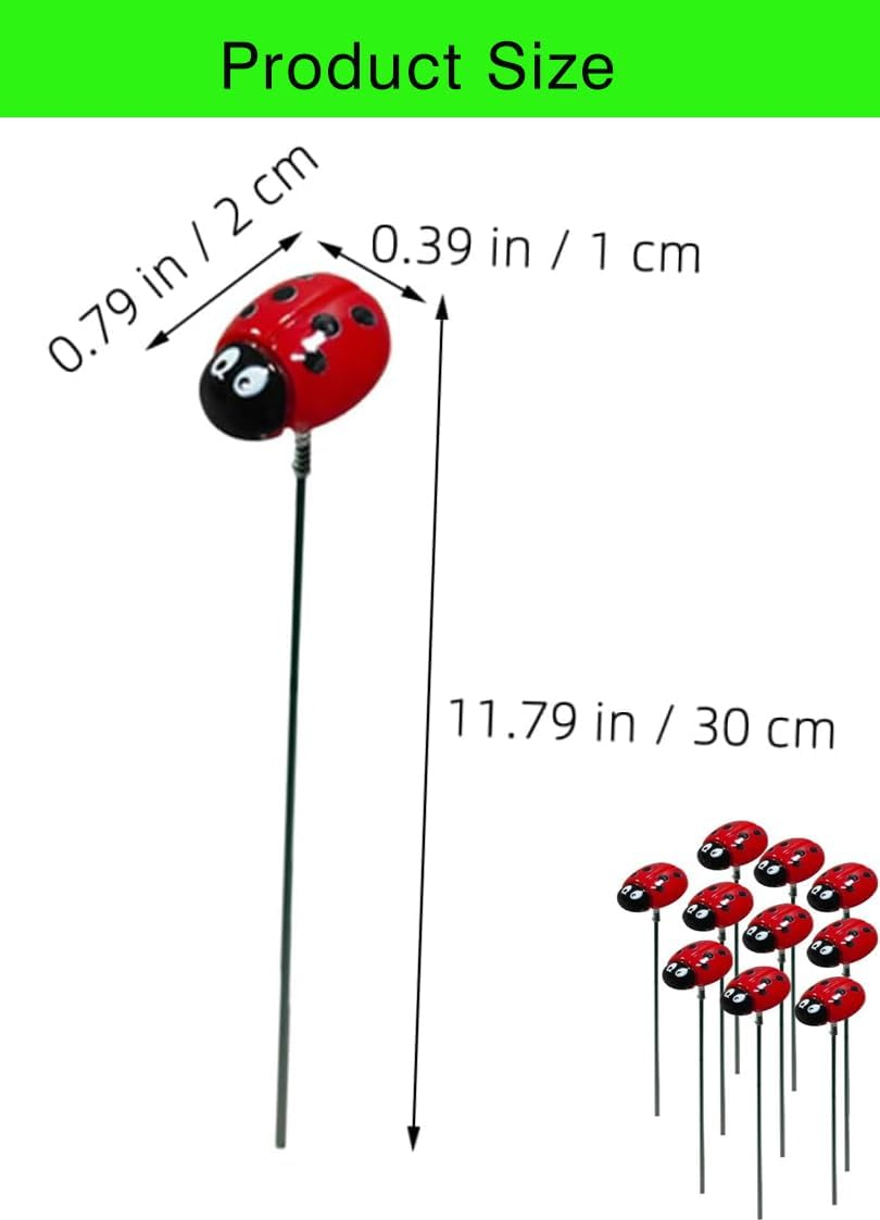 Bee and Ladybug Garden Stakes Outdoor Flower Bed Accessories Insect Art for Plants Honeybee and Bee Decor for Spring Lawn and Patio (10Pcs Bee +10Pcs Ladybug) image number 1