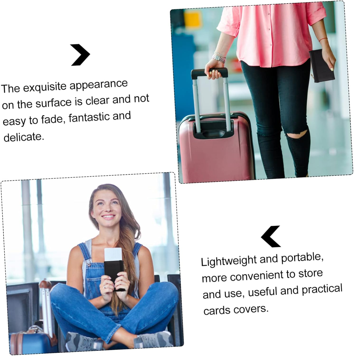 OATIPHO Passport Bag Pu Shell Protective Cover Cardholder Passport Cover for Travel Document Holder Simple Design Cards Organizer and Cards image number 2