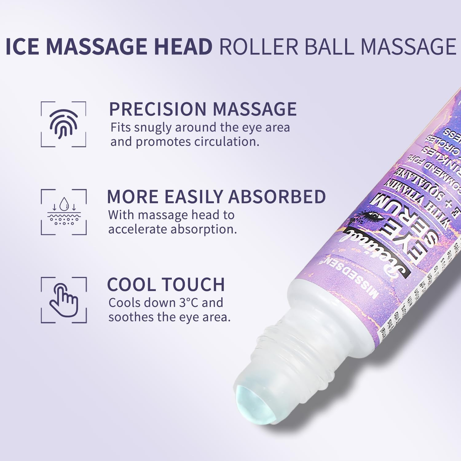 Eye Cream & Roller Serum Set with Retinol,Vitamin E,Squalane, Hyaluronic Acid for Dark Circles, Eye Bags & Fine Lines under Eyes, Brighten under Eyes,30G&8Ml image number 4