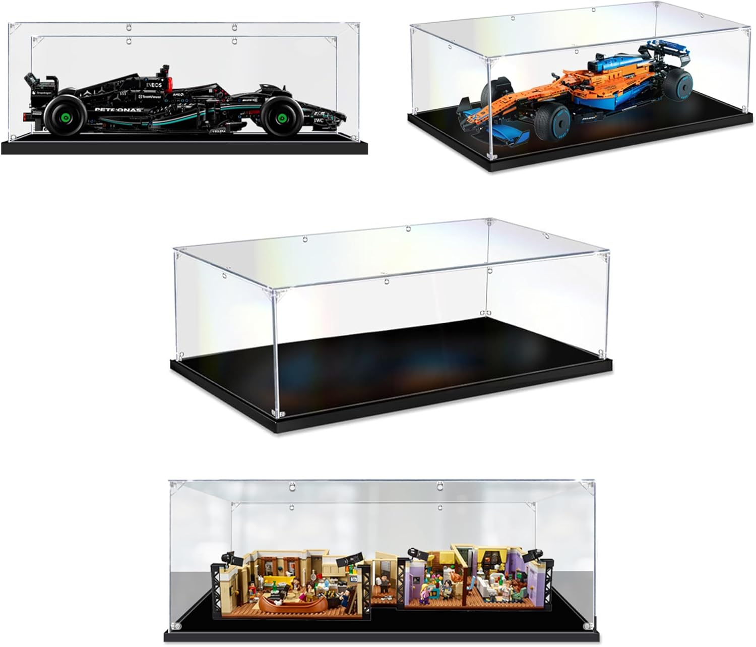 Acrylic Display Case for Technic 42141 Mclaren Formula 1 Race Car F1, 42171 Mercedes AMG F1 W14 E Performance, 10292 the Friends Apartments TV Series Dustproof Protection Clear Showcase image number 1