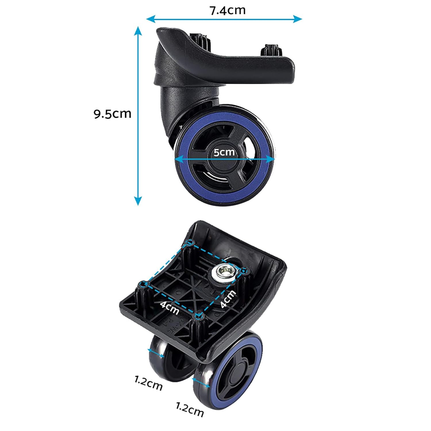 4PCS Luggage Swivel Wheels Replacement 360 Degree Silent for Outdoor Travel Case Trolley image number 5