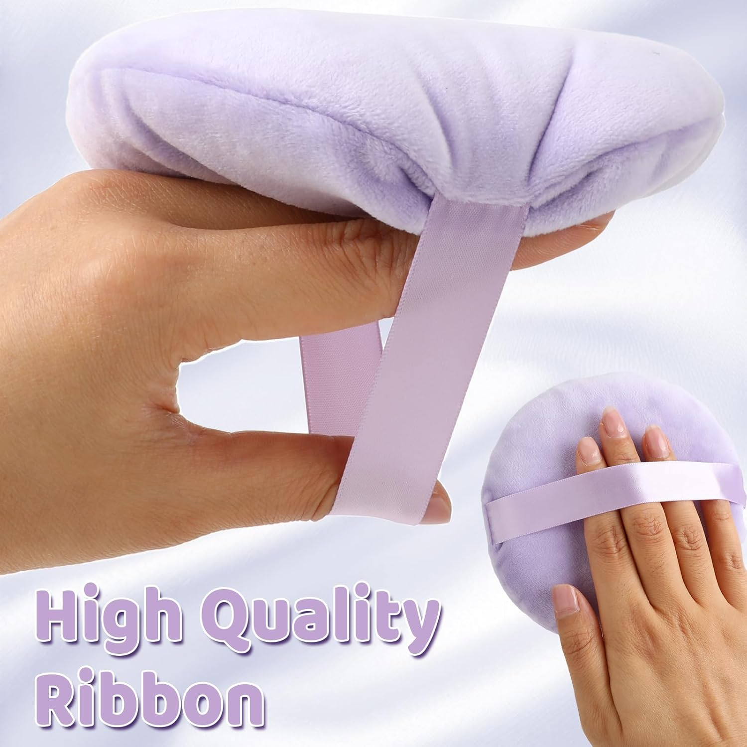 2Pcs Powder Puff, Makeup Sponges 5 Inch Cotton Super Soft Large Body Powder Puffs for Women Female for Face Cleaning Makeup Foundation Blending Gift for Girlfriend Wife（Light Purple） image number 1