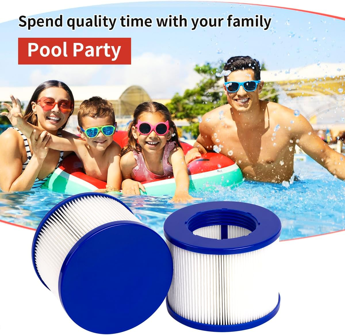 Wuyan 2 Pack Swimming Pool Filter Compatible for GYMAX & Most Hot Tub, Massage, Inflatable, Swimming Pool,75 X 100 Mm Filter image number 3