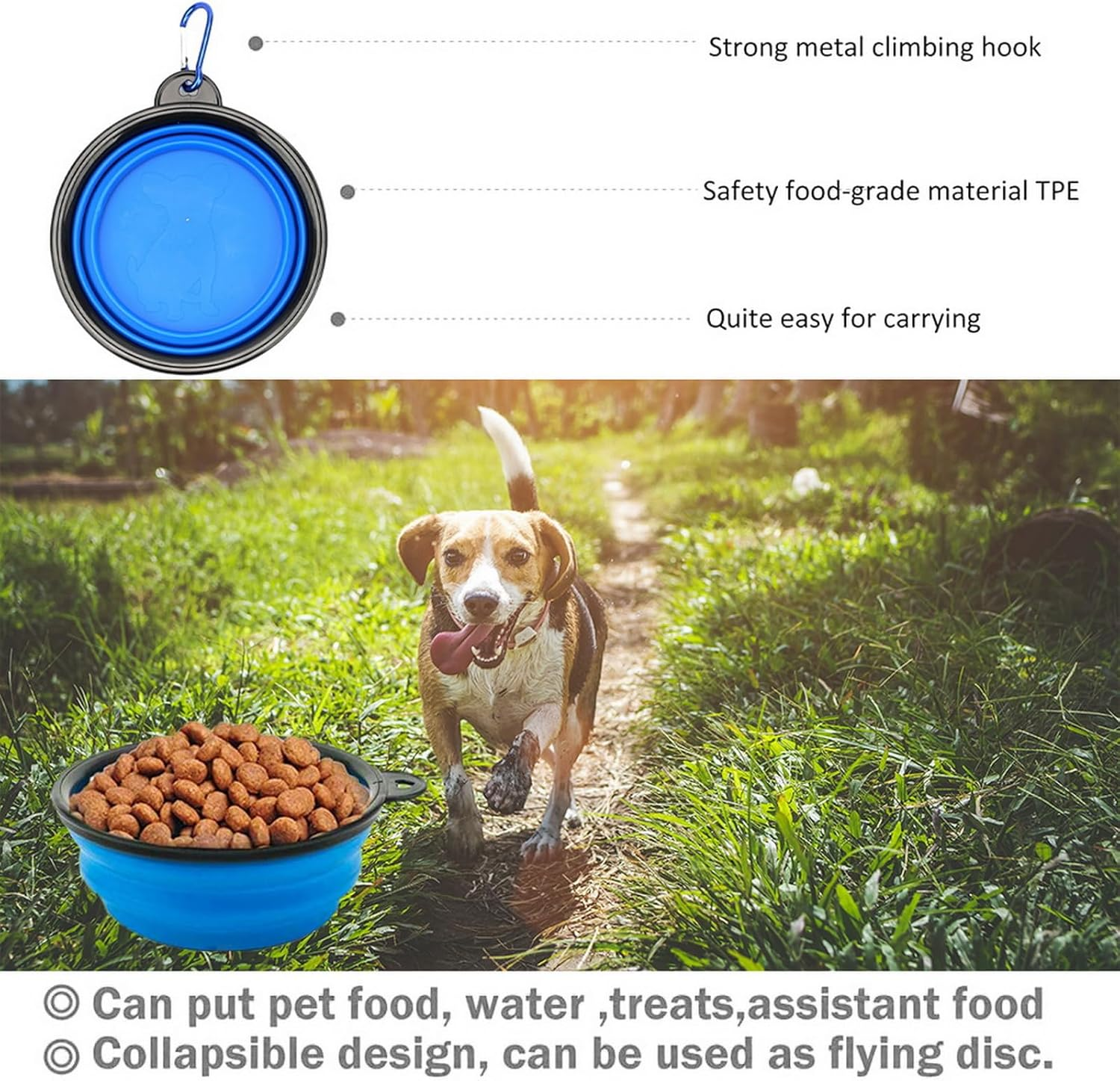 VANANA Pet Training Clicker Puppy Dog Training Snack Bag Built-In Poop Bag Dispenser Zipper Pocket with Adjustable Waist Belt Pouch Hand-Free for Dog Walking Training (Blue) image number 3