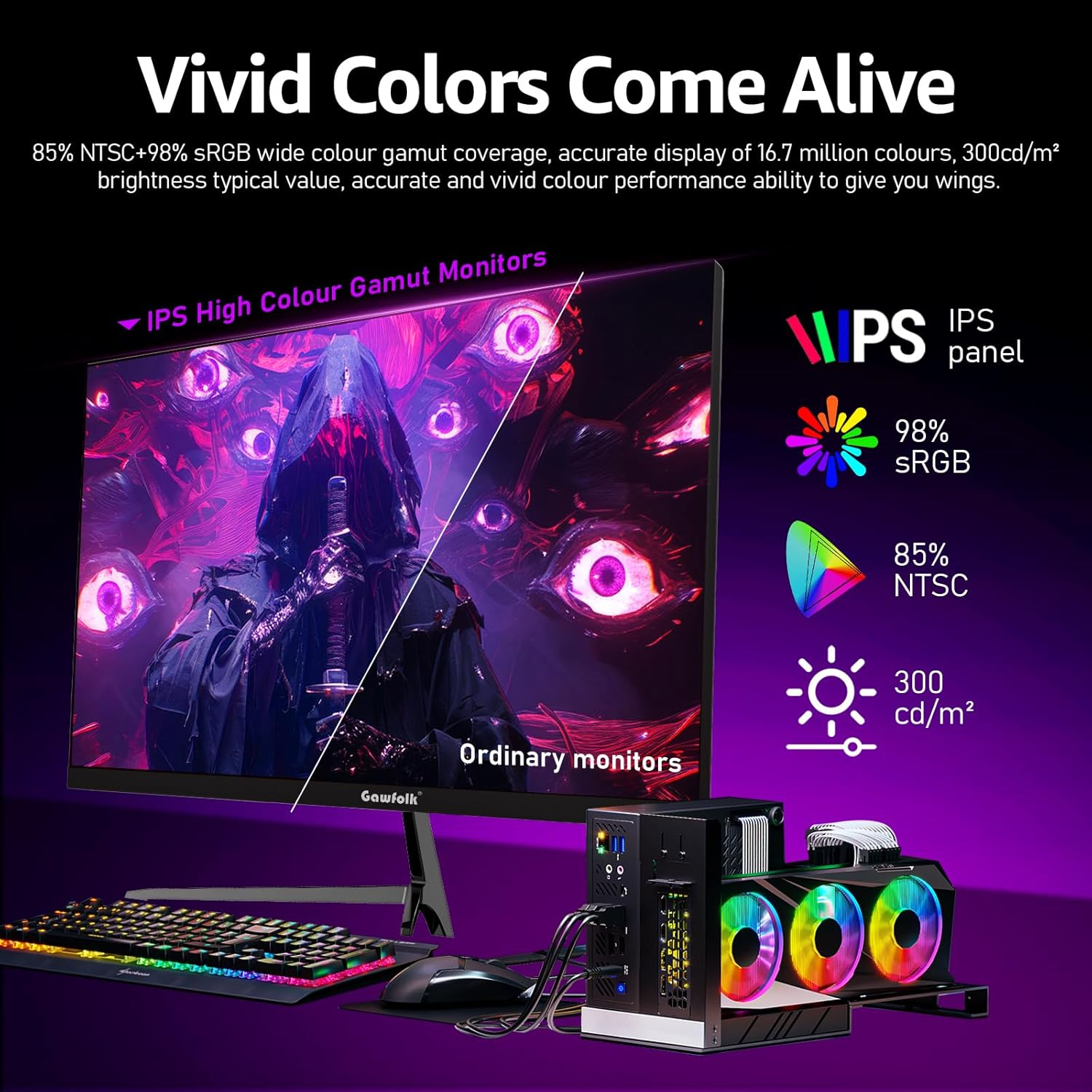 27" 2K Gaming Monitor - 120Hz, QHD PC Computer Screen IPS with AMD Freesync, Flicker-Free, Support VESA Mountable (75X75Mm) image number 4