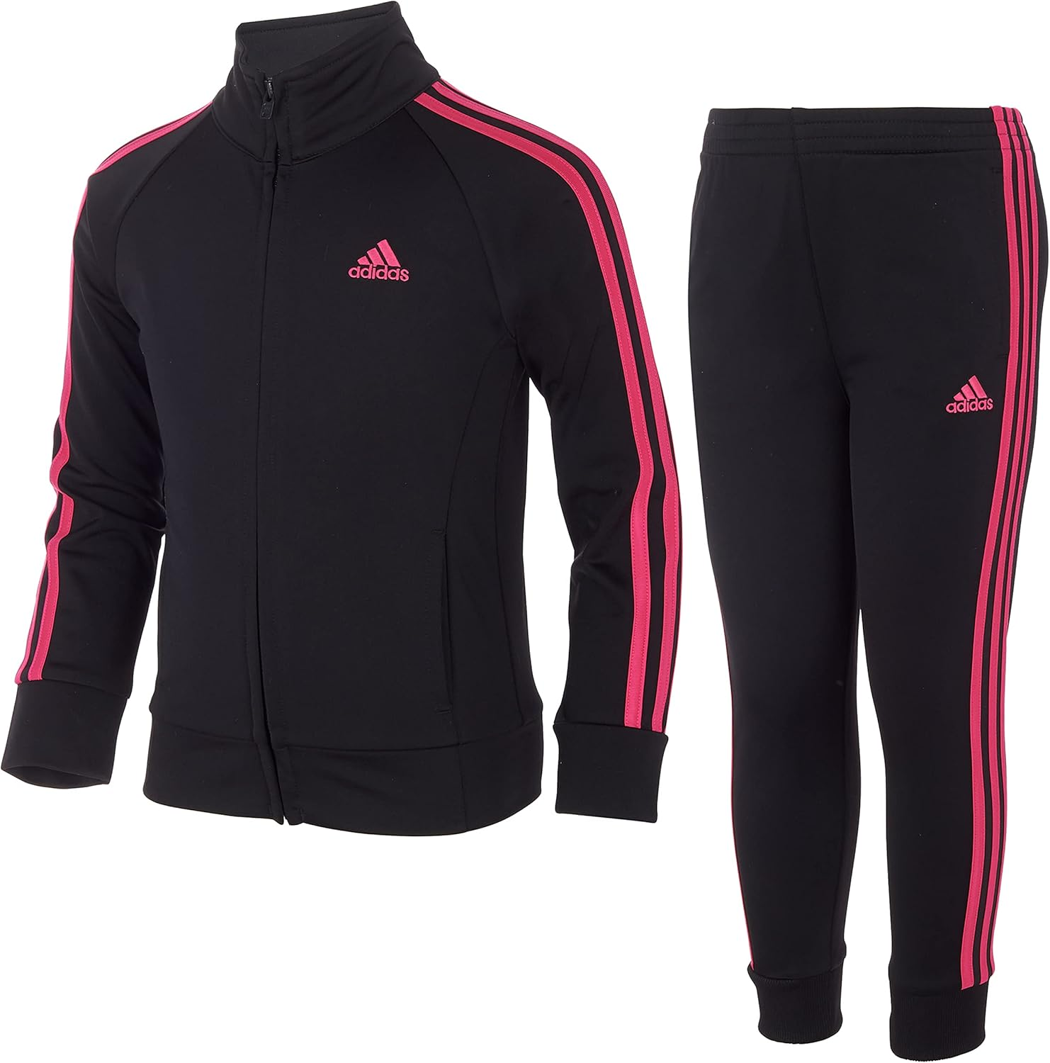 Adidas Girls Zip Front Classic Tricot Jacket and Joggers Set