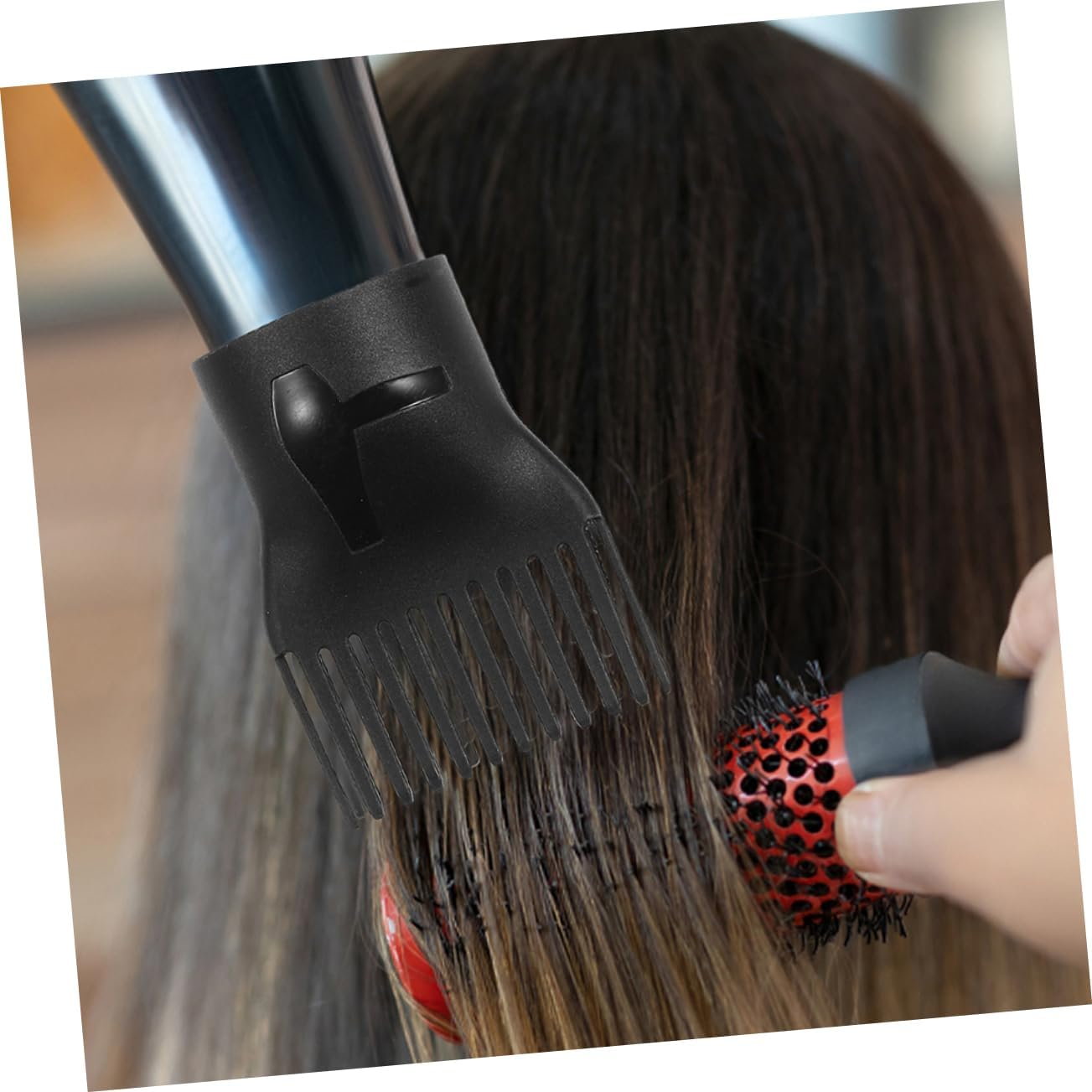 6-Pcs Universal Hair Dryer Diffuser and Concentrator Attachments, Black Plastic Styling Nozzle Set for Salon and Home Use, Precision Hairdryer Accessories for Curly and Straight image number 5