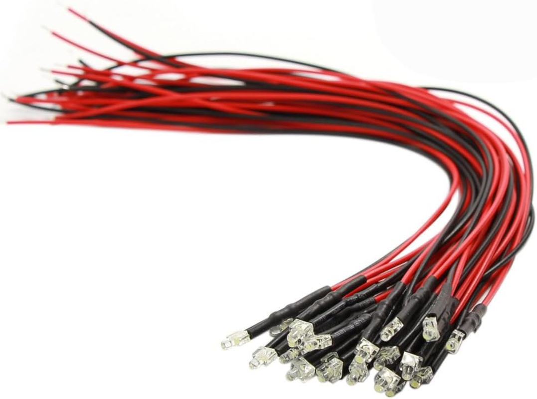 20Pcs Pre Wired 1.9Mm Warm White Led Lamp Light Set 12V ~ 18V for Train Layout (Warm White, 1.9Mm) image number 2