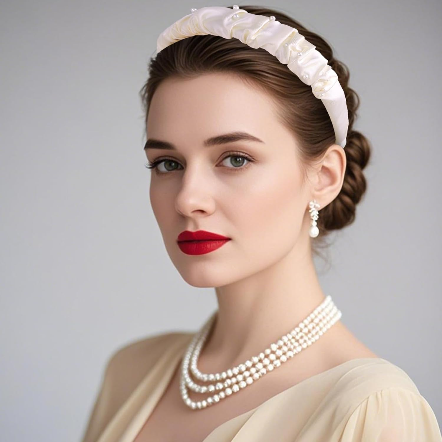 EXIPSAT Set of 2 Women'S Headbands, Elegant Pearl Headband, Perfect for Wedding & Everyday Life, Women Headband Hair Accessories image number 2