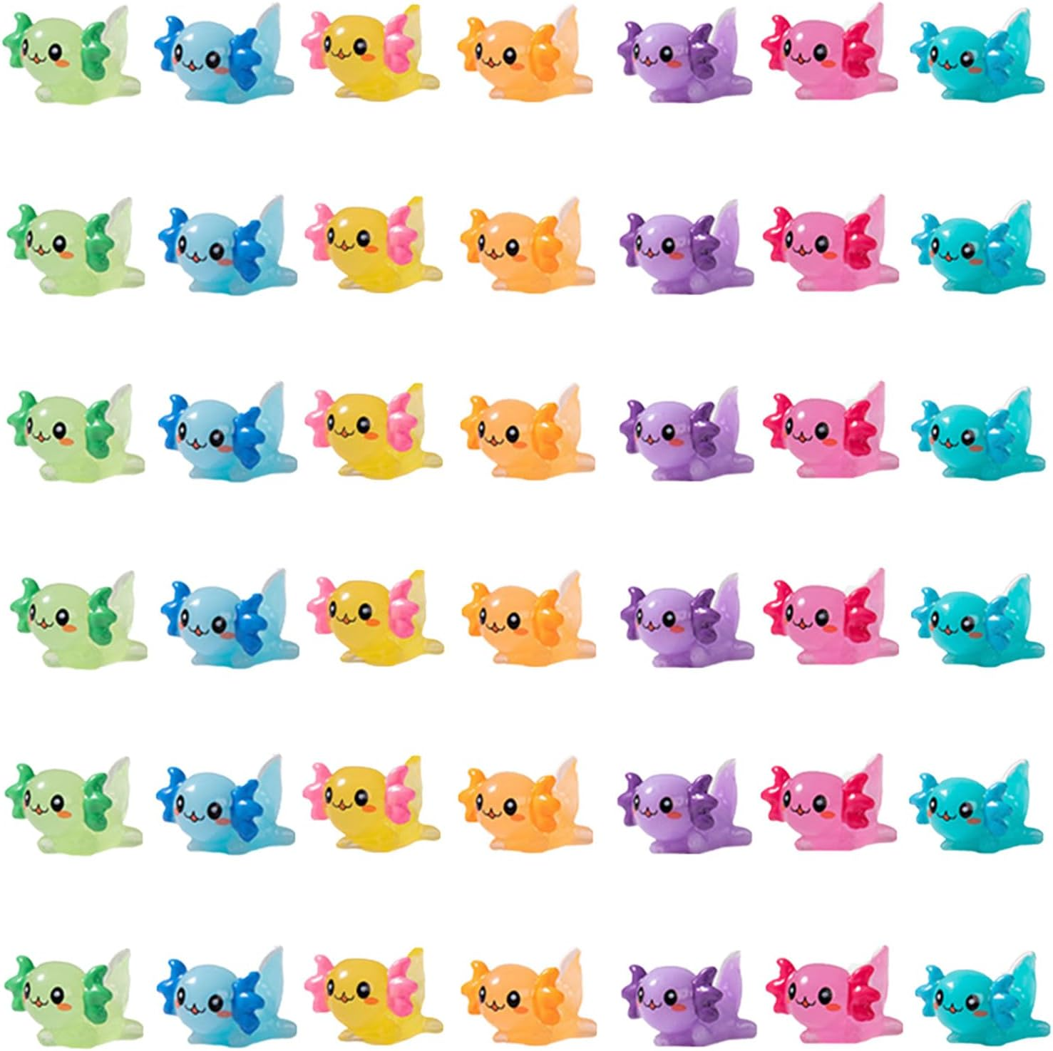Mini Resin Axolotl Miniature Figurine, Glow in the Dark Tiny Animal Figurines Small Luminous Charm Ornament for DIY Craft Garden Landscape Ornament Potted Plants Decorations (Luminous-42Pcs)