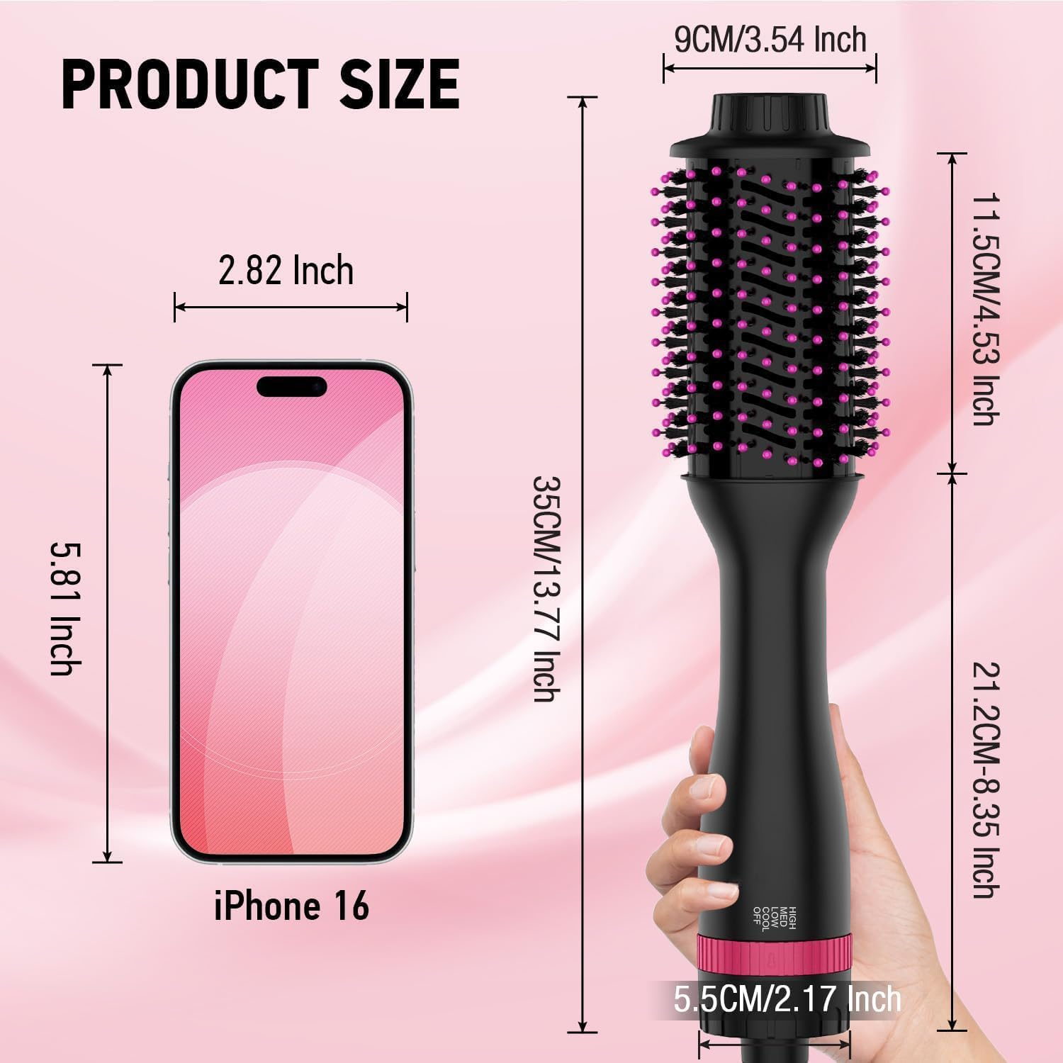 Hair Dryer Brush, DOYABKY 4 in 1 Blow Dryer Brush One Step Hair Dryer and Styler Volumizer with 4 Speed Temp Settings, Hot Air Brush with Oval Barrel for All Hair Types AU Plug image number 1