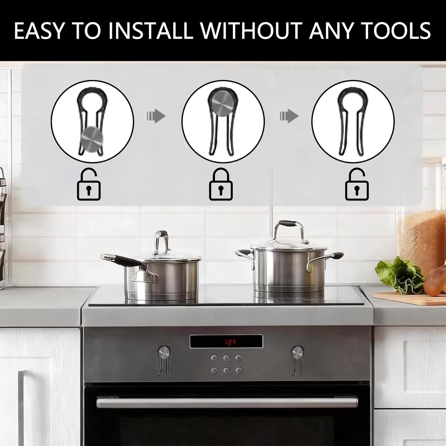 JANGJANG 5 Pack Locks for Gas Stove Knobs, Gas Stove Knob Locks for Child Safety, Child Proof Oven Knob Locks with Upgraded Design, Oven Knob Safety Protection in Black image number 2