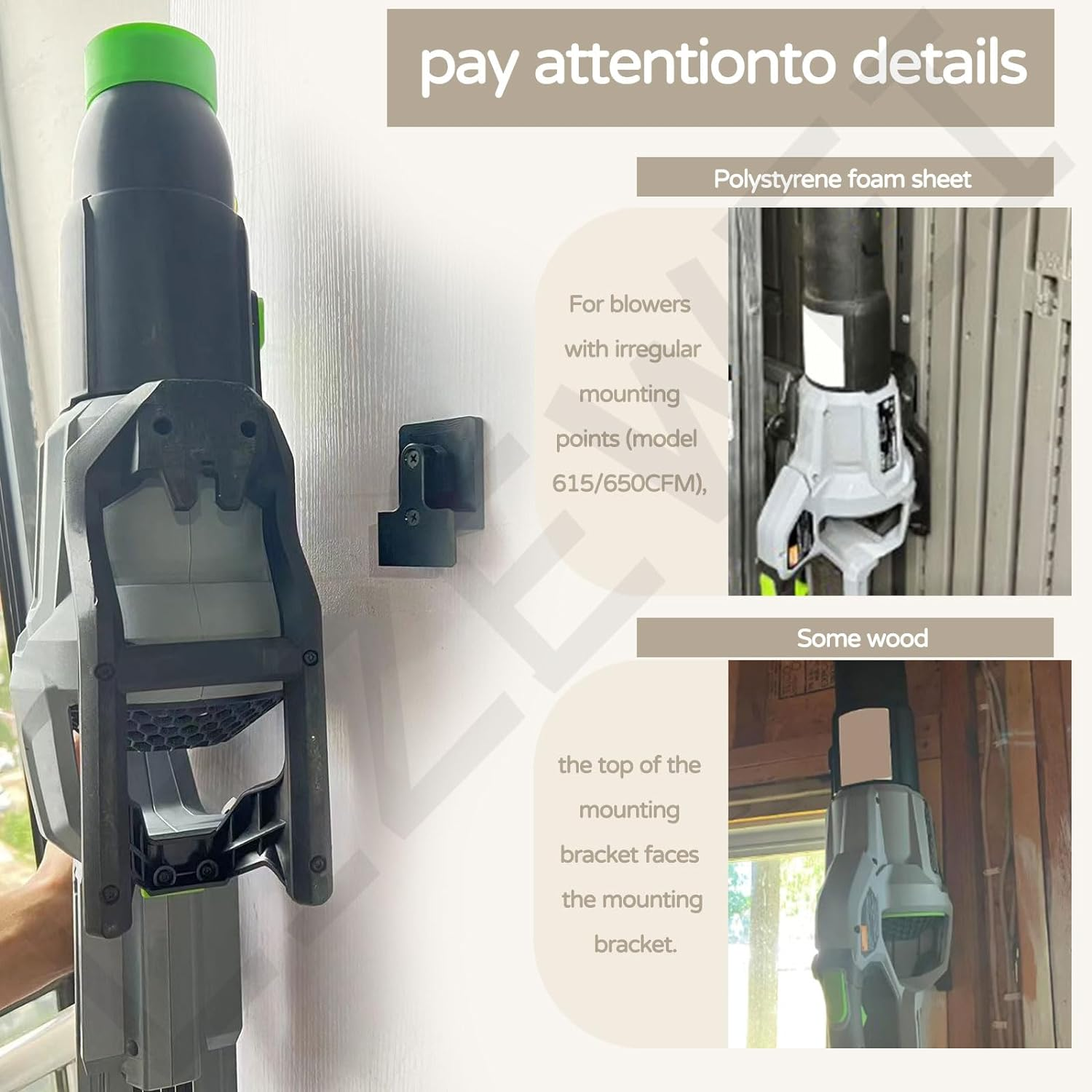 LIZEWEI Blower Wall Mount/Mounting Bracket for EGO Leaf Blower 530, 615, 650, LB5300 Wall Hanger, Plastic Wall Holder Wall Bracket for Hanging Leaf Blower image number 5
