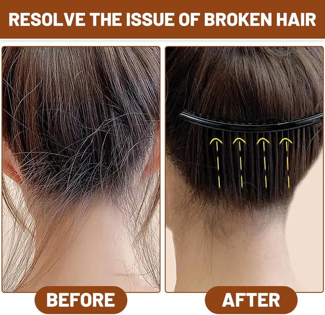 4 X Side Combs Approx. 8 X 5 Cm Havana Brown and Black Split Tooth Comb image number 3