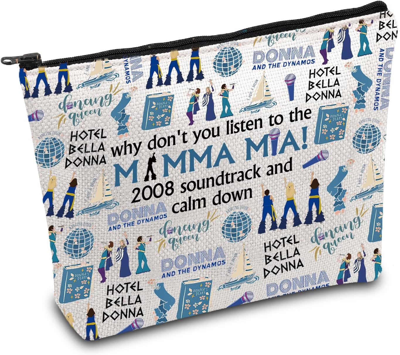 FOTAP Mamma Music Inspired Gift Mamma Inspire Cosmetic Bag Mia Merch Mamma Quote Bag, White, Mamma M-Ia image number 3