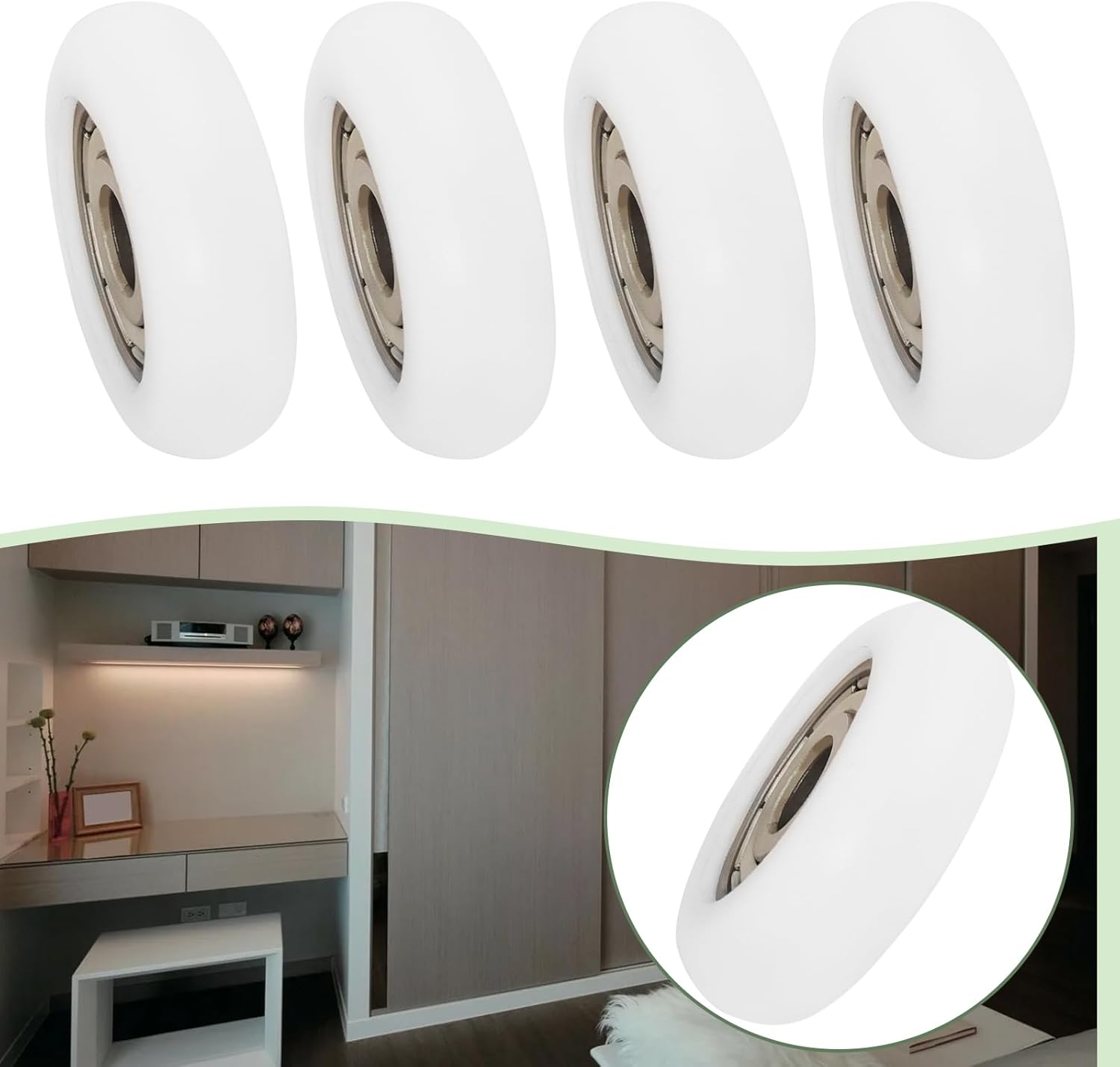 Create Idea 10Pcs Nylon Carbon Steel Pulley Wheels Ball Bearing Guide Roller for Furniture Hardware Accessories Sliding Doors Glass Sliding Doors (5X23X7Mm) image number 5